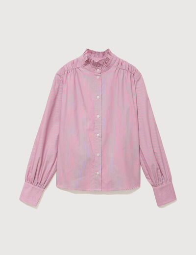 Chemise manches longues col montant multicolore femme