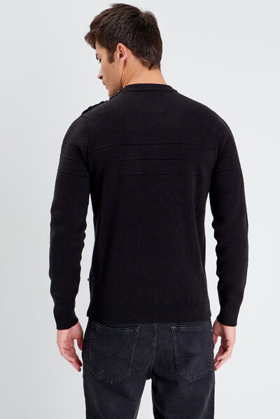Pull manches longues noir homme