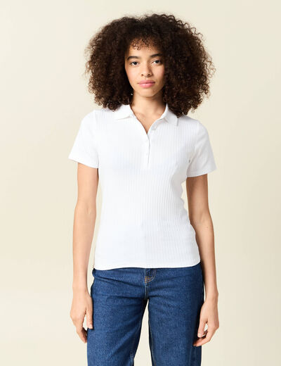T-shirt cintré manches courtes blanc femme