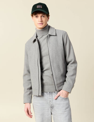 Veste oversize courte col classique gris moyen homme