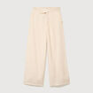 Pantalon large taille haute ceinture ivoire femme