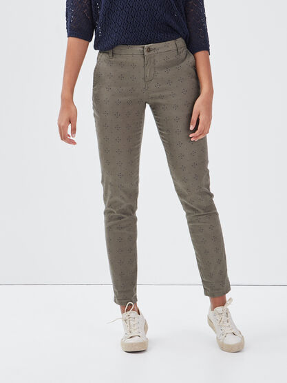 Pantalon chino Instinct vert kaki femme