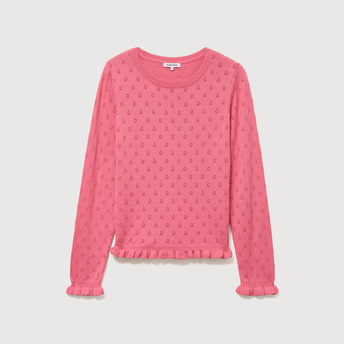 Pull droit col bateau manches longues vieux rose femme
