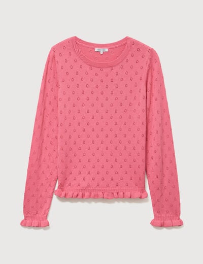 Pull droit col bateau manches longues vieux rose femme