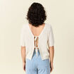 Gilet manches courtes ajour&eacute; creme femme