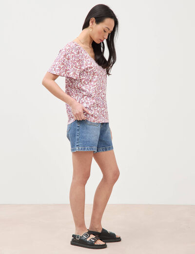 T-shirt manches courtes orange corail femme