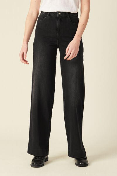 Jeans flare taille haute denim noir femme