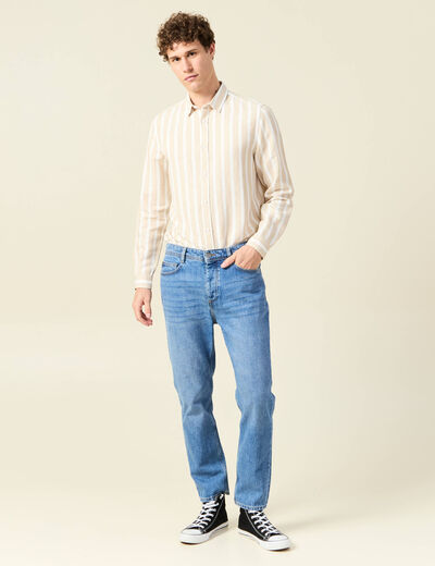 Col ray&eacute; manches longues col classique sable homme