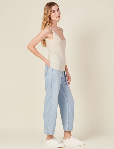 Pull débardeur bretelles ecru femme