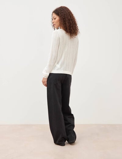 Gilet dos devant ajour&eacute; ecru femme