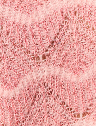 Pull manches longues ajouré rose saumon femme