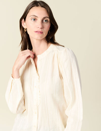 Chemise manches longues creme femme