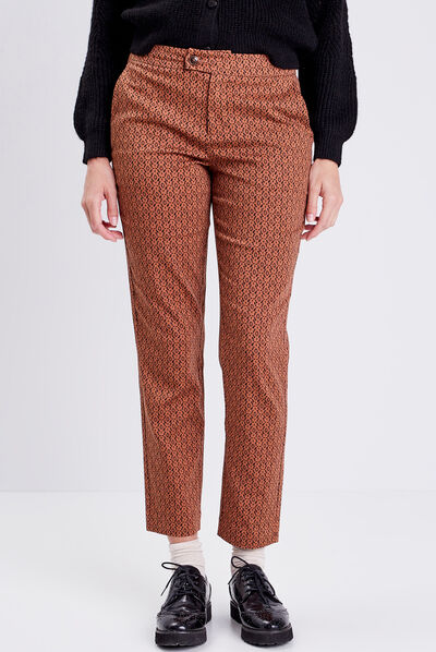 Pantalon cigarette camel femme