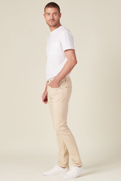 Pantalon slim 5 poches beige homme