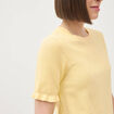 Pull droit col rond manches courtes jaune clair femme
