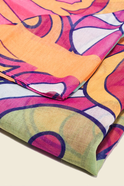 Foulard carré rose fushia femme