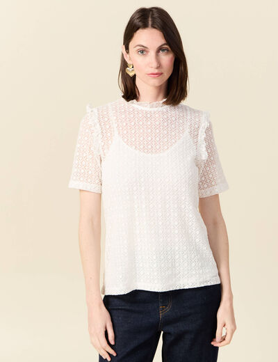 T-shirt manches courtes ecru femme