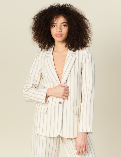 Veste blazer manches longues blanc femme