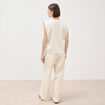 T-shirt en coton sans manches creme femme