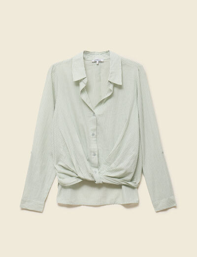 Blouse manches longues vert olive femme