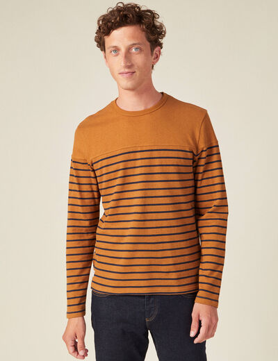 T-shirt manches longues marron homme
