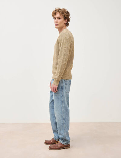 Pull manches longues camel homme