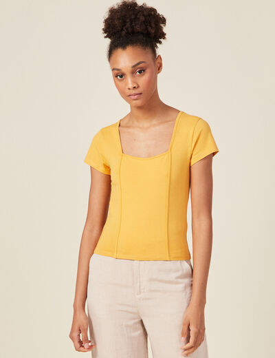T-shirt manches courtes jaune femme