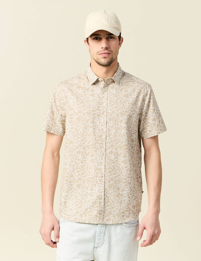 Chemise manches courtes beige homme
