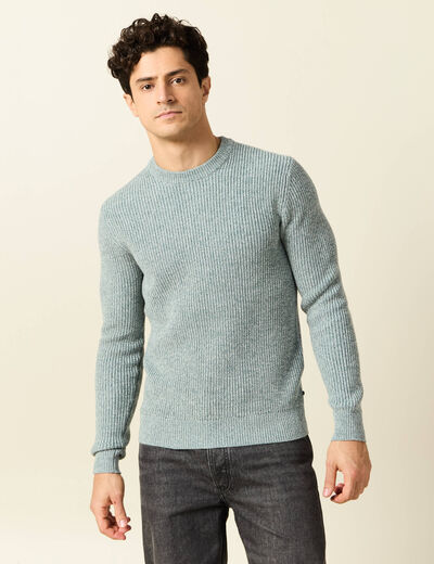Pull manches longues vert foncé homme