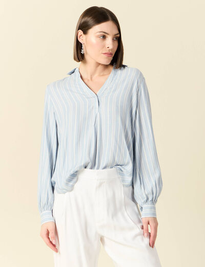 Blouse manches longues bleu femme
