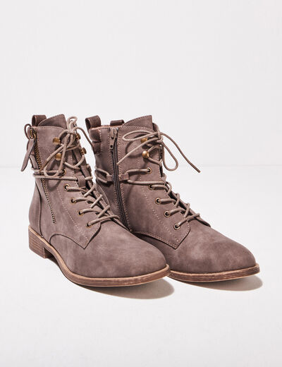 Bottines à détails zippés beige femme