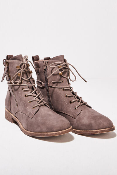 Bottines à détails zippés beige femme