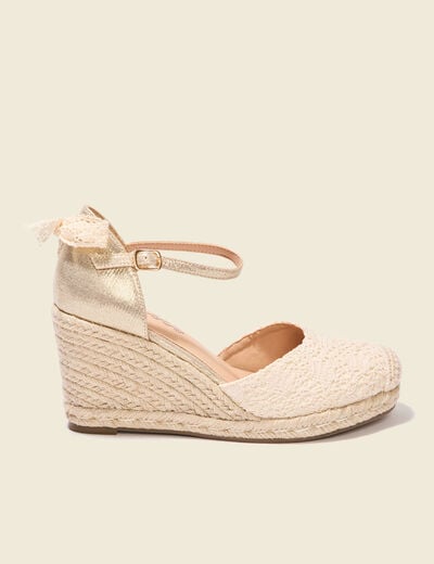 Espadrilles compensées creme femme