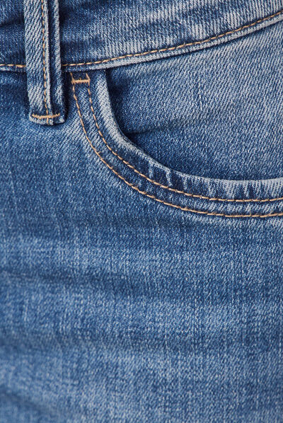 Jeans slim taille basse 7/8ème denim used femme