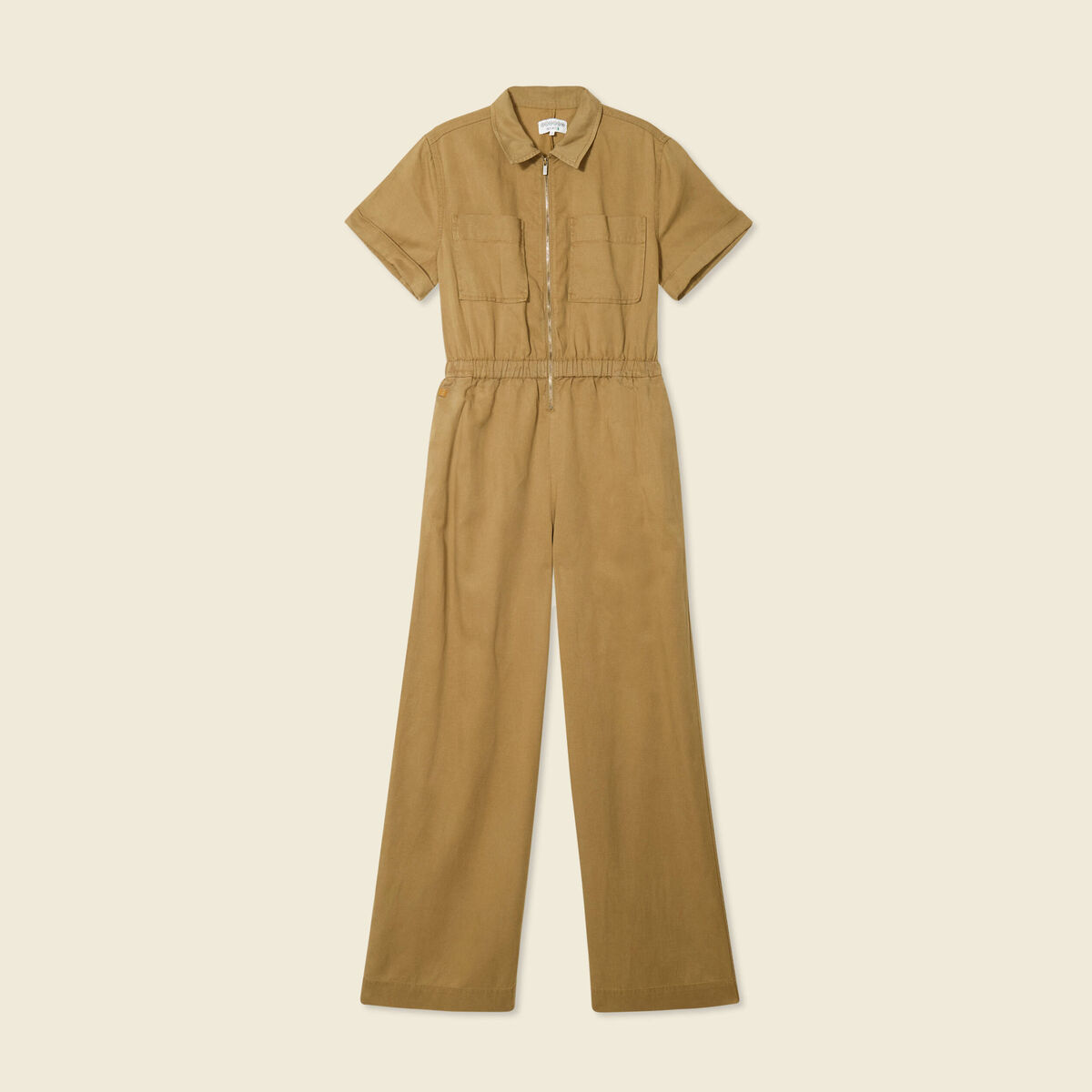 Combinaison pantalon zippée vert kaki femme