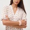 Chemise droite col v manches courtes rose femme