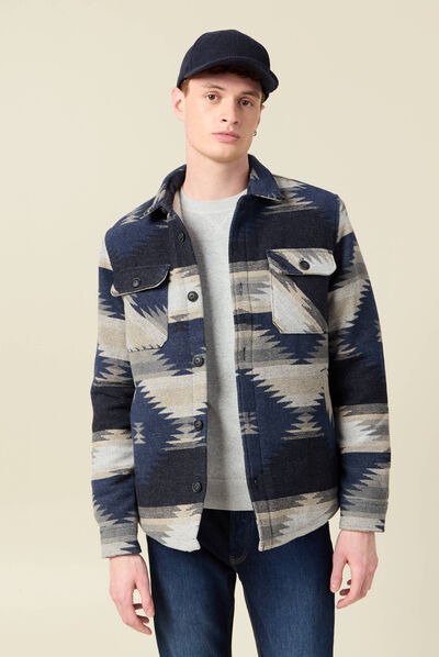 Veste surchemise droite bleu marine homme