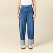 Jeans wide large taille haute denim stone femme