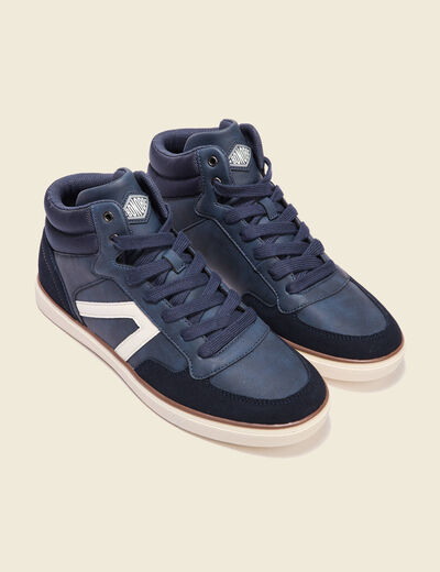 Baskets montantes à lacets bleu marine homme