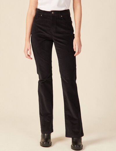 Pantalon bootcut velours noir femme