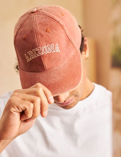 Casquette brodée marron cognac homme