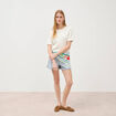 Pull droit court en coton ecru femme