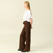 Pantalon large taille haute en maille marron fonc&eacute; femme