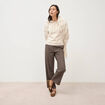 Pull &agrave; capuche zipp&eacute; beige femme