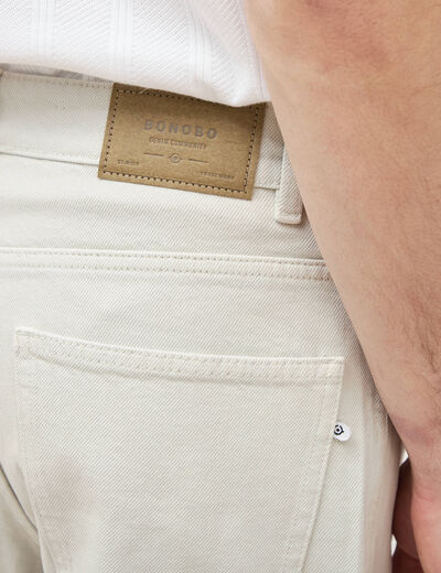Jeans large 5 poches longueur 32 denim beige homme