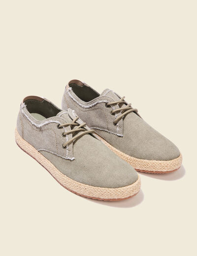 Espadrilles tennis à lacets vert kaki homme