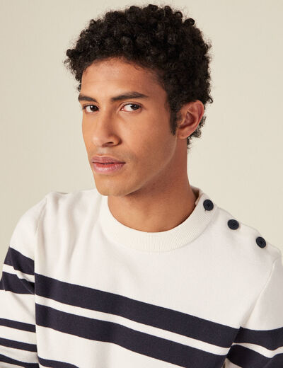Pull éco-responsable ecru homme