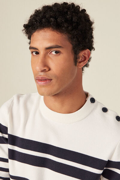Pull éco-responsable ecru homme