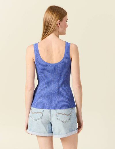 Débardeur tricot bretelles bleu electrique femme
