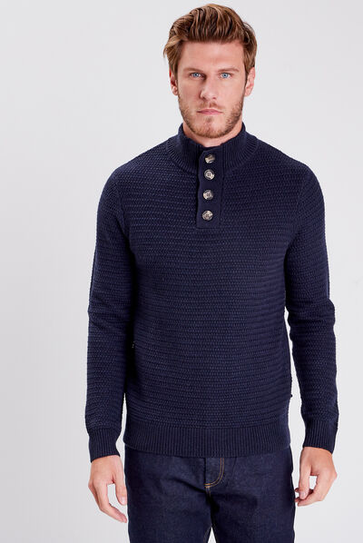 Pull manches longues bleu foncé homme